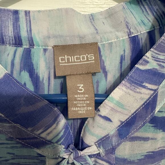 Chicos semi sheer watercolor breezy blouse size xl 3 - Picture 6 of 9